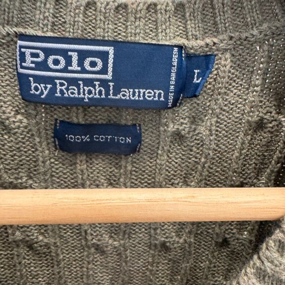 Polo Ralph Lauren Olive Green Cable Knit Sweater Vest Men’s Size Large - Picture 3 of 11